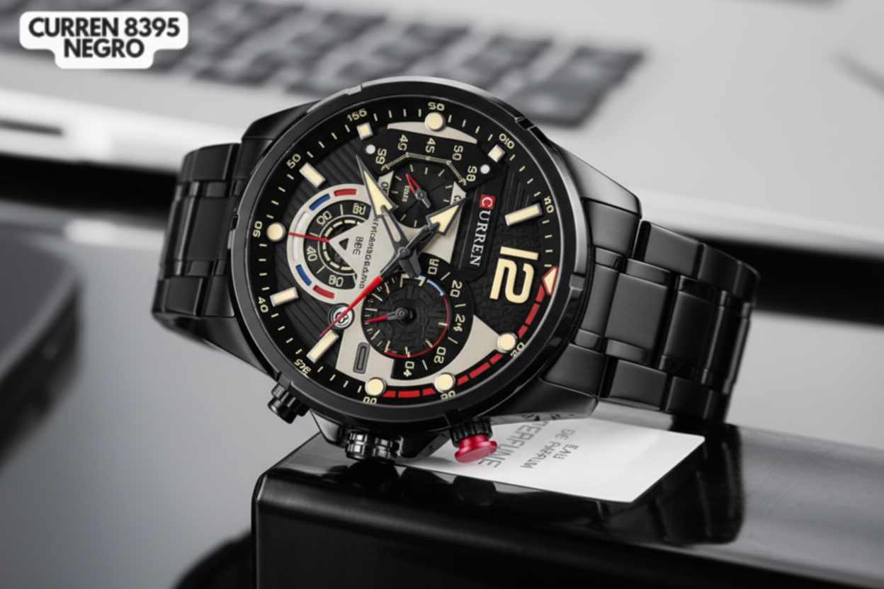 Reloj Curren M8395 Original | Negro Mate | Pulso en Acero Inoxidable
