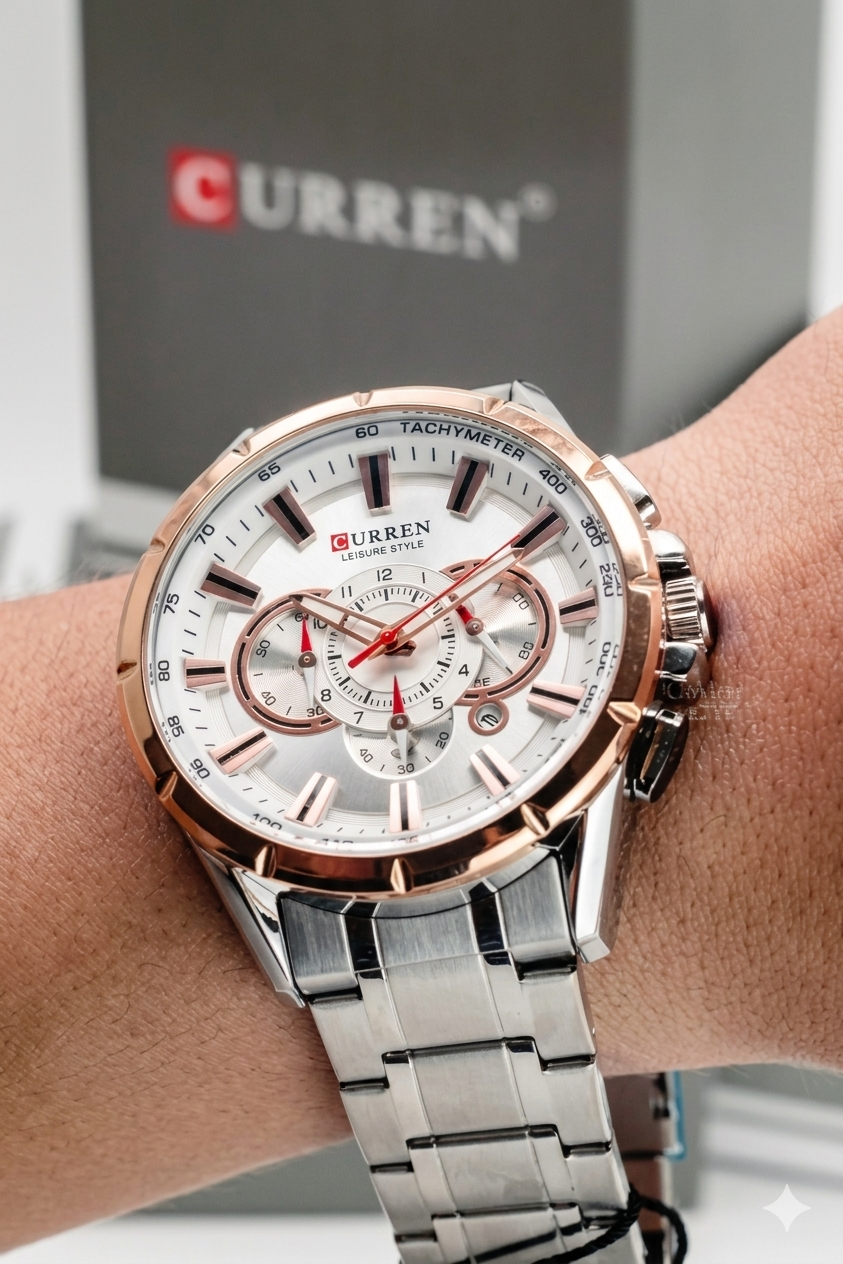 Reloj Curren 8363 Original - Cronógrafo de Lujo en Acero Inoxidable