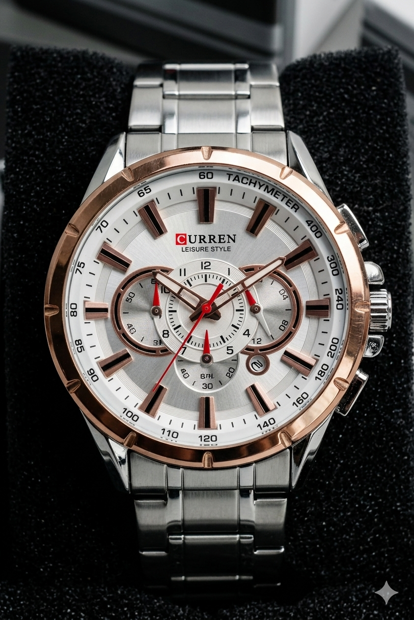 Reloj Curren 8363 Original - Cronógrafo de Lujo en Acero Inoxidable