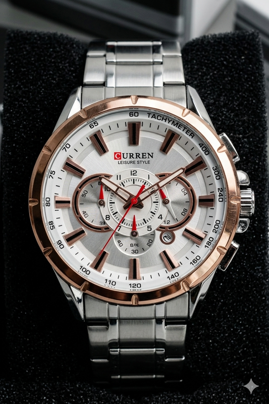 Reloj Curren 8363 Original - Cronógrafo de Lujo en Acero Inoxidable