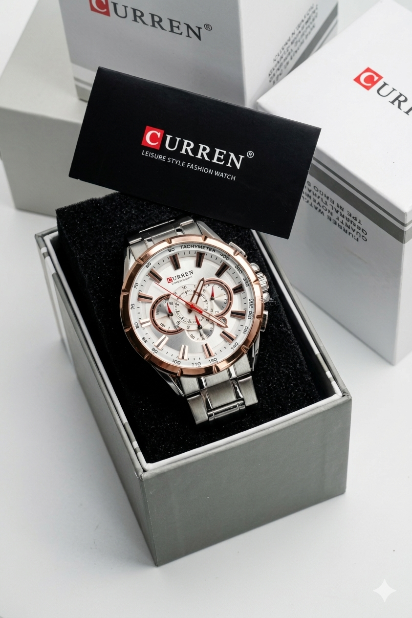 Reloj Curren 8363 Original - Cronógrafo de Lujo en Acero Inoxidable
