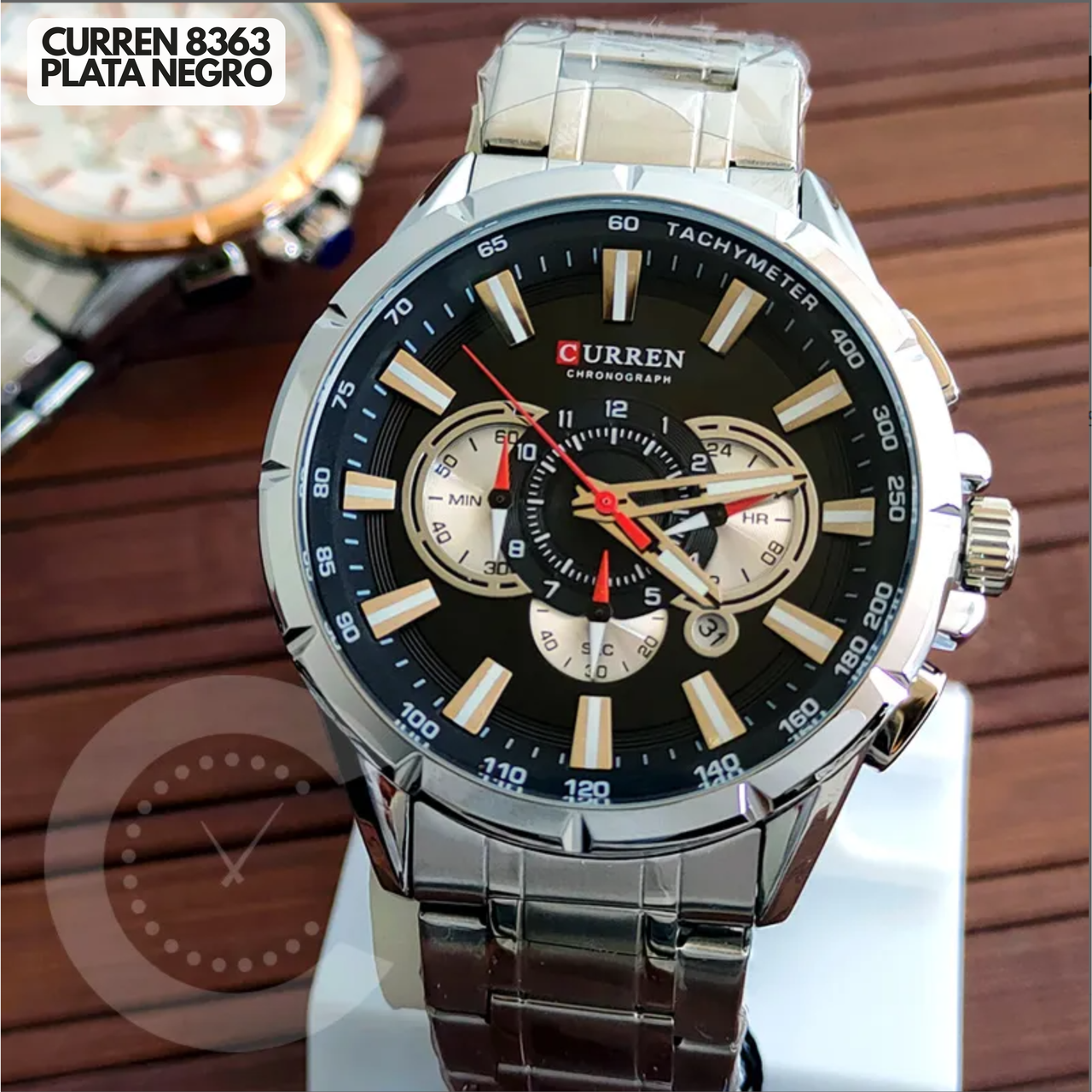 Reloj Curren M8395 Original | Negro & Plata | Pulso en Acero Inoxidable