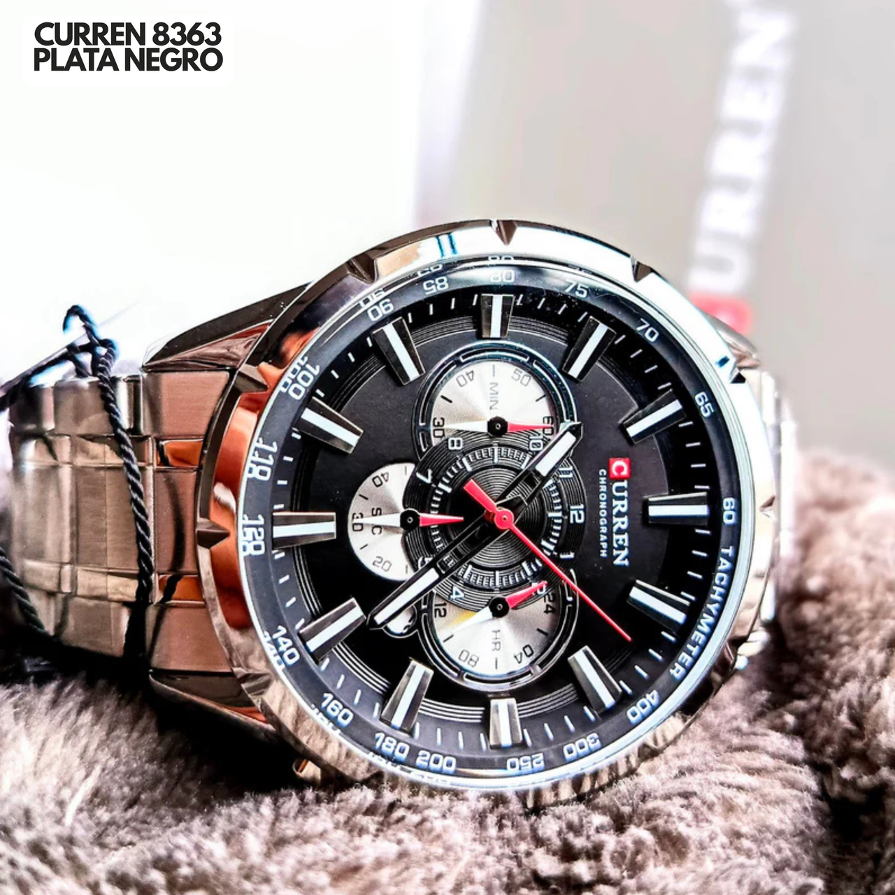 Reloj Curren M8395 Original | Negro & Plata | Pulso en Acero Inoxidable