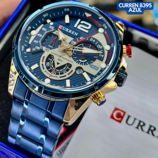 Reloj Curren M8395 Original | Azul  | Pulso en Acero Inoxidable