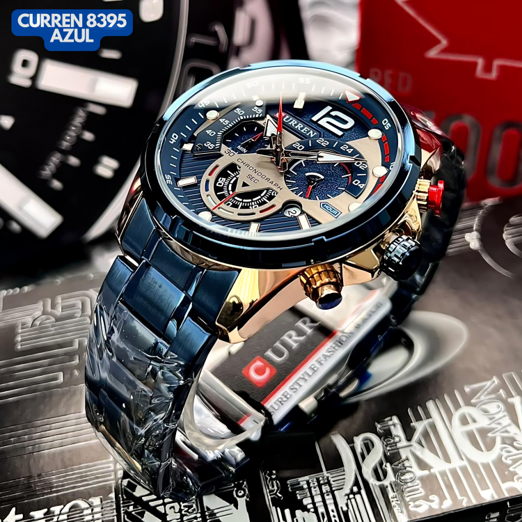 Reloj Curren M8395 Original | Azul  | Pulso en Acero Inoxidable