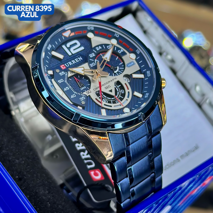 Reloj Curren M8395 Original | Azul  | Pulso en Acero Inoxidable