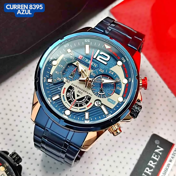 Reloj Curren M8395 Original | Azul  | Pulso en Acero Inoxidable