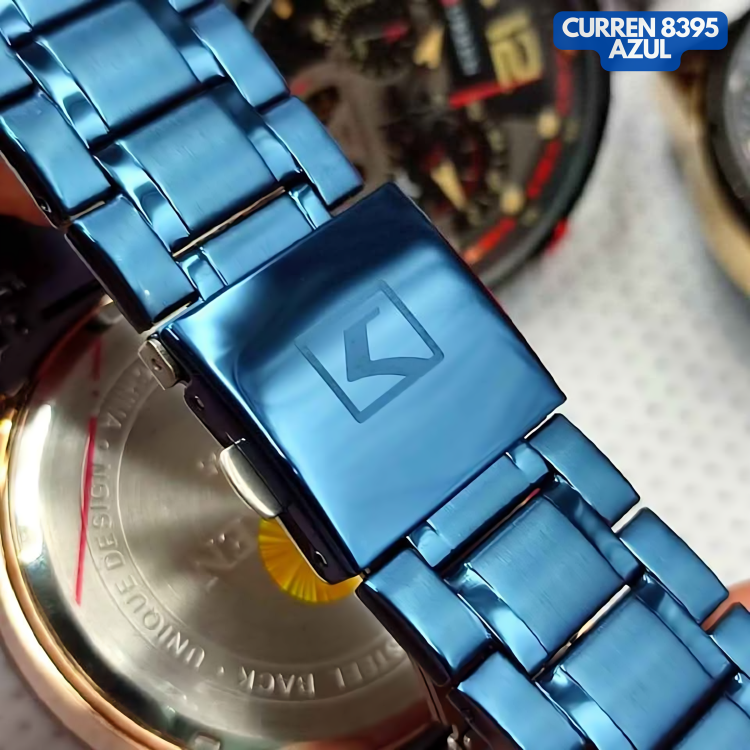 Reloj Curren M8395 Original | Azul  | Pulso en Acero Inoxidable