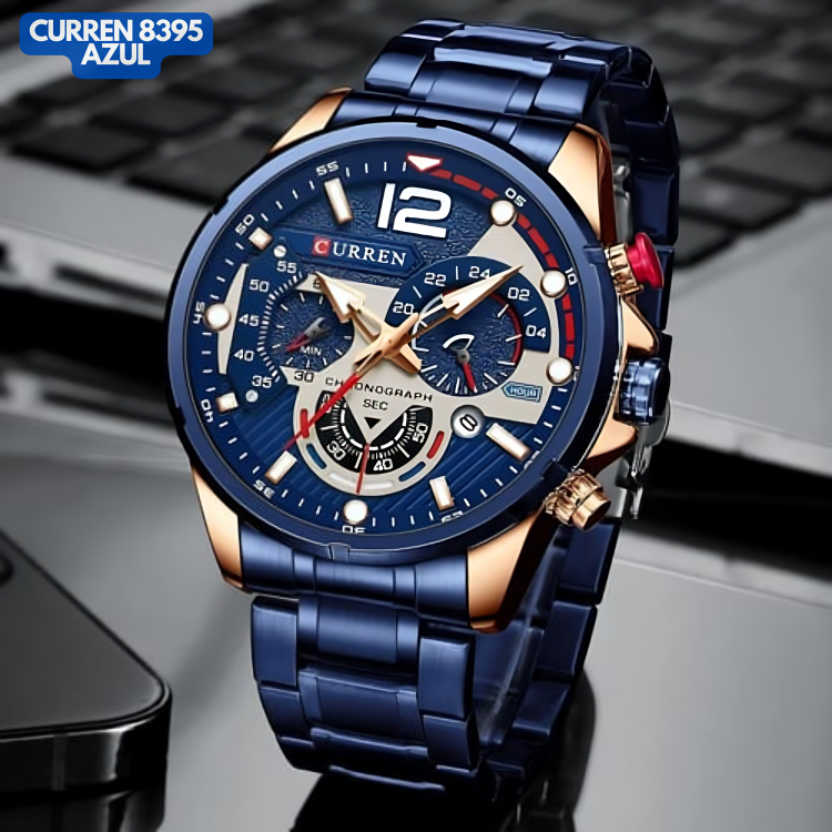 Reloj Curren M8395 Original | Azul  | Pulso en Acero Inoxidable