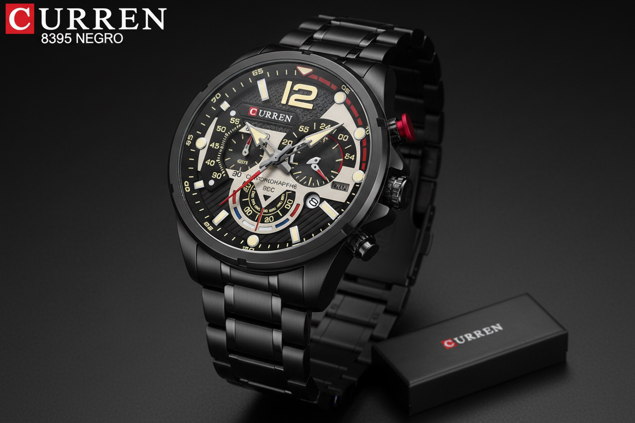 Reloj Curren M8395 Original | Negro Mate | Pulso en Acero Inoxidable