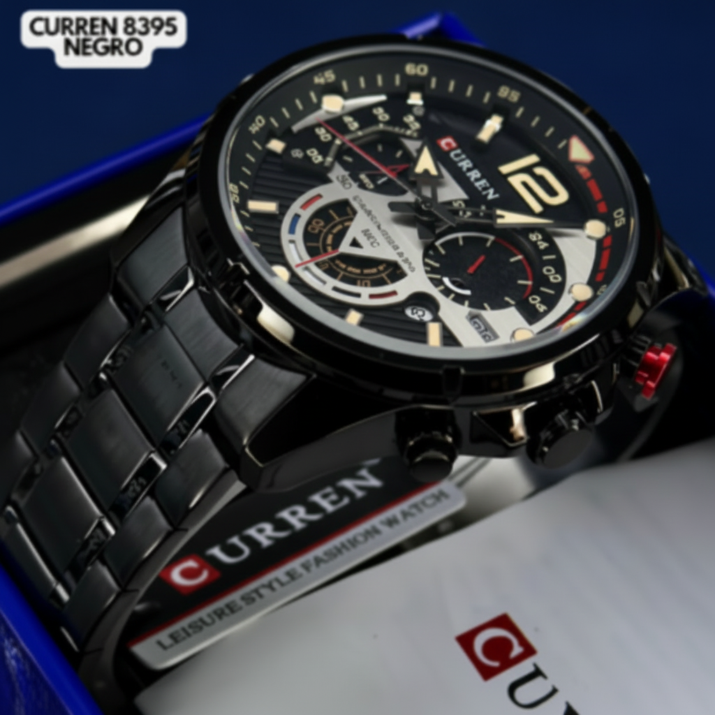 Reloj Curren M8395 Original | Negro Mate | Pulso en Acero Inoxidable