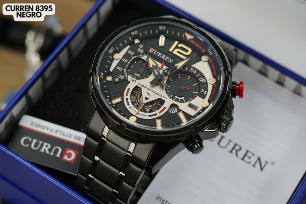 Reloj Curren M8395 Original | Negro Mate | Pulso en Acero Inoxidable