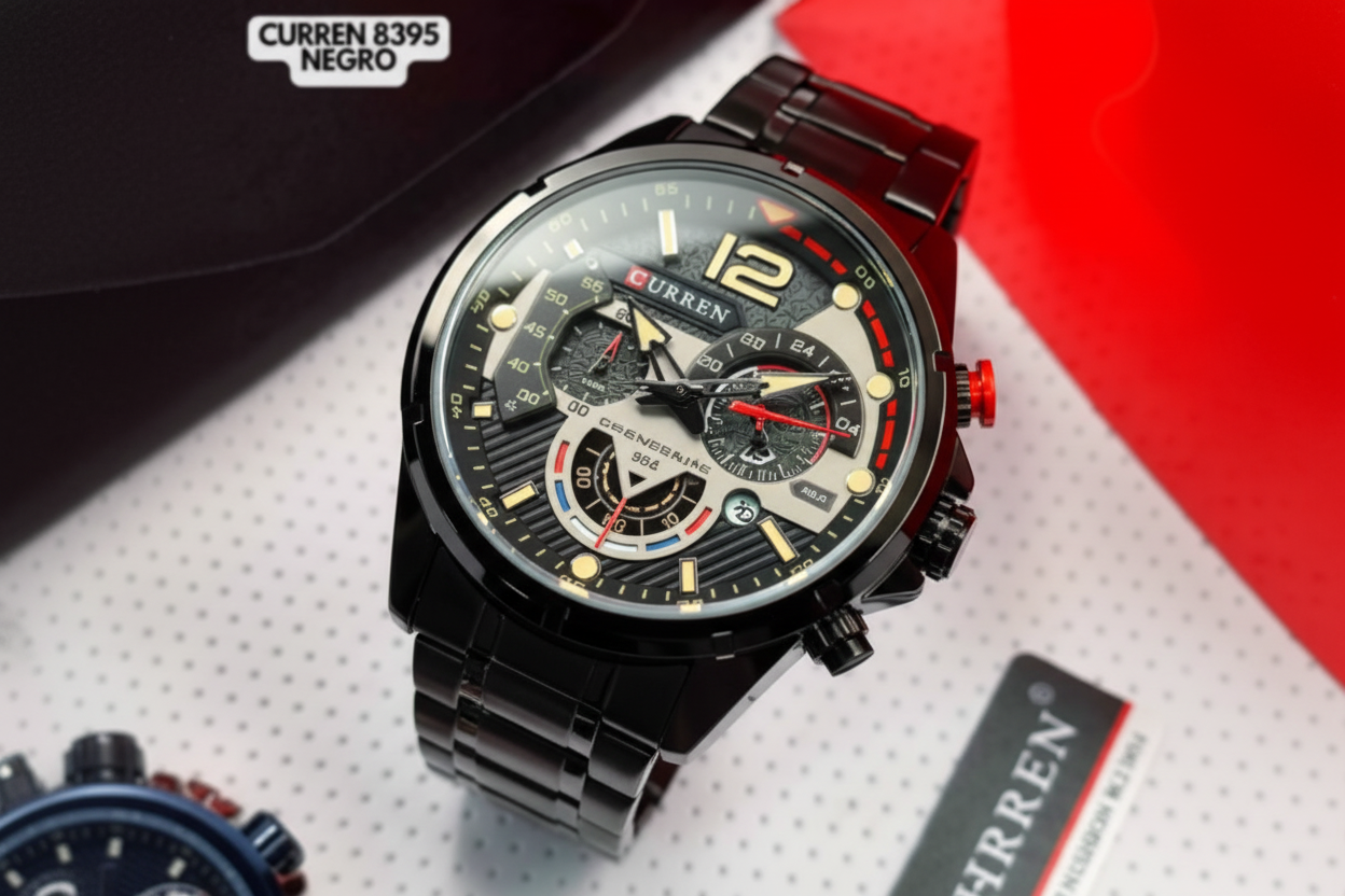 Reloj Curren M8395 Original | Negro Mate | Pulso en Acero Inoxidable