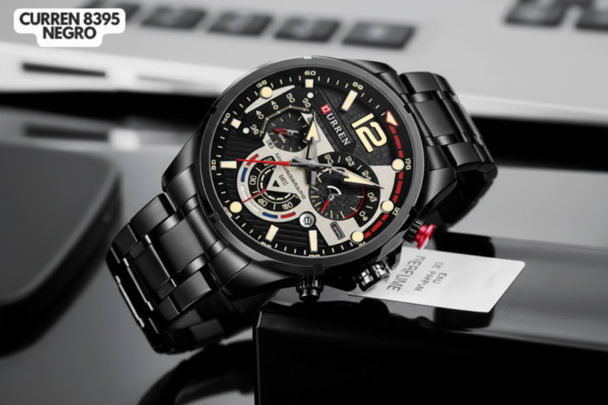Reloj Curren M8395 Original | Negro Mate | Pulso en Acero Inoxidable
