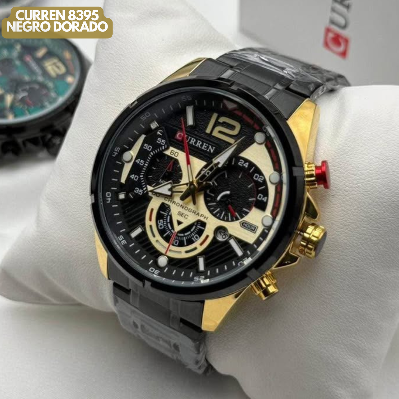 Reloj Curren M8395 Original | Negro & Dorado | Pulso en Acero Inoxidable