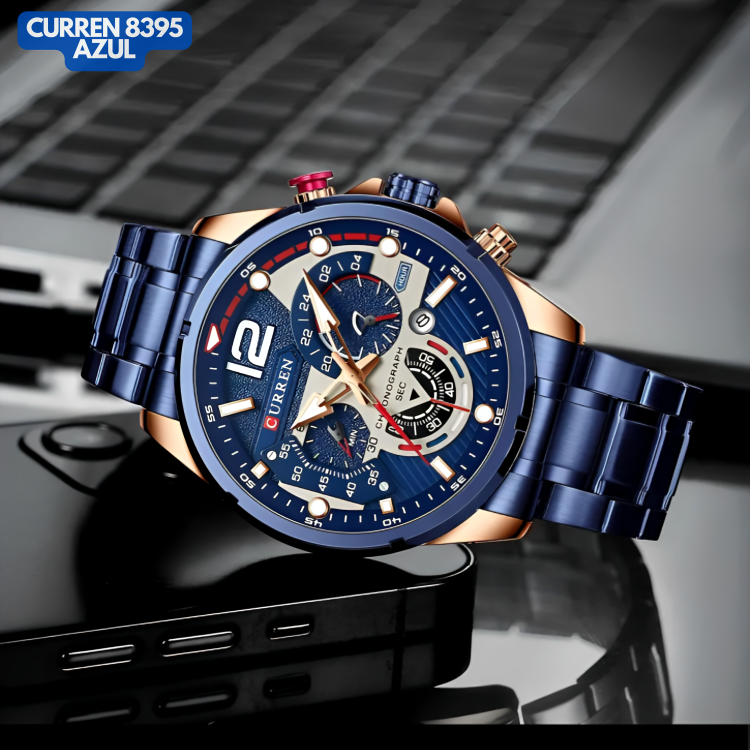 Reloj Curren M8395 Original | Azul  | Pulso en Acero Inoxidable