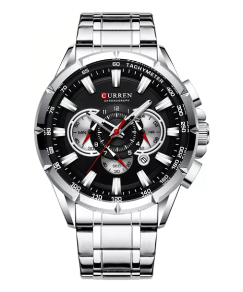 Reloj Curren® 8363 Plata Negro - El Clásico Deportivo e Imponente ⌚✨