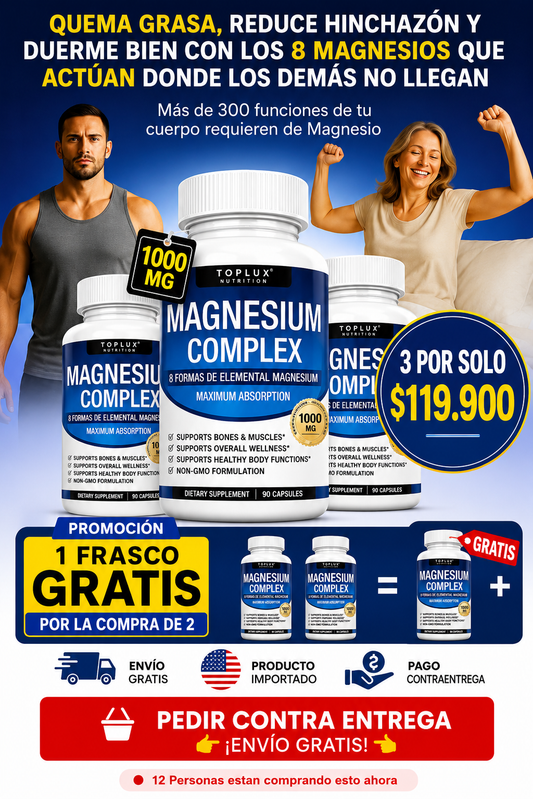 Magnesium Complex Original 1000MG – Fórmula Avanzada con 8 Tipos de Magnesio de Alta Absorción